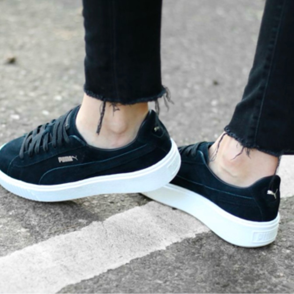 Puma Black Suede Platform Sneakers